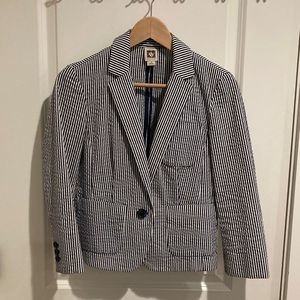 Anne Klein cropped blazer - seersucker one button jacket, Size 2